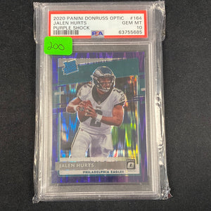 2020 Donruss Optic Jalen Hurts #164 RC PURPLESHOCK PSA 10