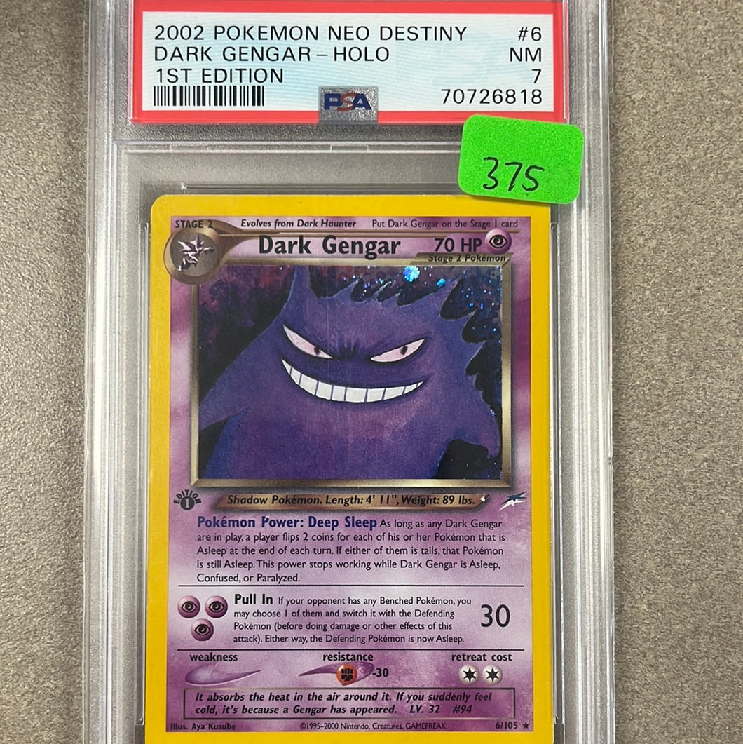 2002 Pokémon neo destiny dark gengar holo 1st edition psa 7