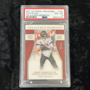 2021 NATIONAL TREASURES TOM BRADY #TB1 TREASURED MOMENTS /49 PSA 8